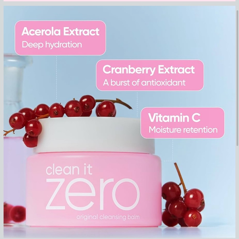 Korean Face Wash~ Clean It Zero Original Cleansing Balm Acerola+ ~ 2 Containers - Picture 7 of 9